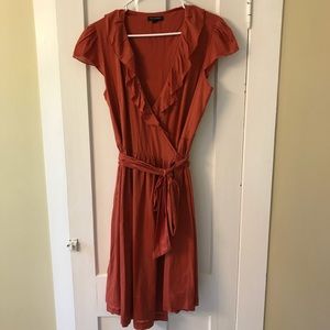 rust colored wrap dress
